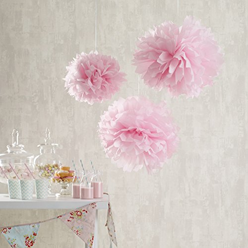 9er Set Seidenpapier PomPoms weiß rosa crème Hochzeit Party Deko Lights4fun - 3