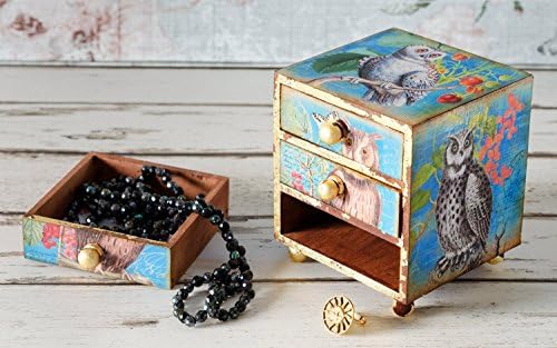 Shabby Chic Owls - Mini Chest of Drawers - Trinket Box - Jewellery Box - Vintage - Mother's Day Gift - Christmas Gift - Birthday Gift