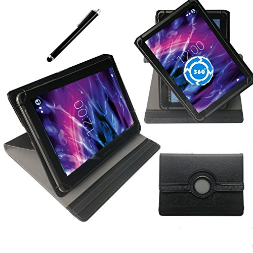 360° 10 Zoll SCHWARZ Tablet Tasche Schutz Hülle Stand Etui für MEDION LIFETAB X10301 MD 60348 + Stift