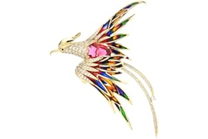 GIONATAN SHOP Spilla Fenice con Zirconia Colore Oro arcobaleno moda Strass zircone brillanti distintivo natura Phoenix simbolo di rinascita e resilienza per festa della Donna e Mamma regalo ragazza