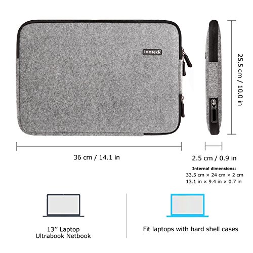 Inateck Filz-Sleeve für 13“ Laptops (13,3 Zoll, MacBook Air, MacBook Pro Retina Chromebook Dell XPS 13 Lenovo Yoga) Laptop-Schutzhülle, Notebookhülle Laptop-Tasche, Laptop Case, Designer-Hülle - 6