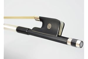 Arco de contrabajo vertical de fibra de carbono estilo francés Full 4/4 Tamaño 72.5 cm VINGOBOW Nivel avanzado Rana de ébano Sin blanquear Pelo de caballo real Pernambuco Rendimiento Tono cálido