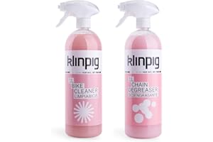 KLINPIG - Kit Limpieza Bicicleta, Limpiador y Desengrasante, 1 L, Elimina Suciedad y Restos de Lubricante, Fórmula Biodegrable, pH Neutro, No Daña Pintura ni Reseca Gomas, Agradable Olor y Color Rosa