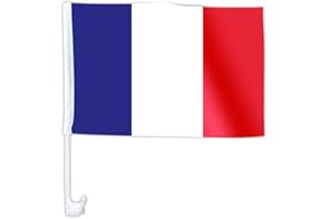 Alsino Drapeau Pays accéssoire pour décoration de voiture Tissu synthétique impermeable Clips de fixation vitre ou carosserie coupe du monde football supporter Afl-03 France
