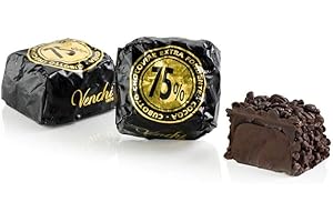 Venchi - CUBOTTO CHOCOVIAR 75% - Bombones rellenos de Cuor di Cacao con chocolate extra amargo y pepitas de Chocoviar 75% a granel - Paquete de 1 kg - Vegano - Sin Gluten