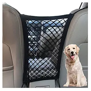 FALCALE Pet Barrier Dog Car Net Barrier with Auto Safety Mesh Organizer Baby Stretchable Storage Bag Universal for Cars, SUV, Truck -Easy Install,Safer to Drive with Children and Pets