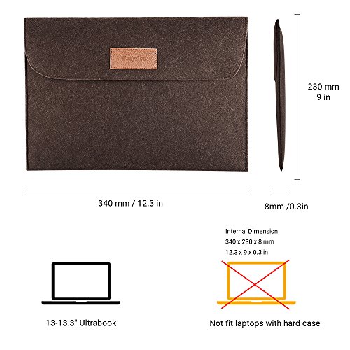  Upgedatet  EasyAcc 13 3 Zoll Macbook Air Pro Retina 12 9 Zoll iPad Pro Laptop-Tasche Filz Sleeve H  lle Ultrabook Kaffeebraun