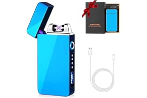 KIPIDA Mechero Eléctrico, Encendedor Eléctrico USB Recargable, Mechero Eléctrico Hombres,Regalos de San Valentí,Regalo para el Día del Padre,Llama Prueba de Viento Recargable Encendedor para Cocina