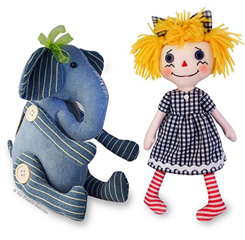 My Fabric HeavenTwo Discounted Sewing Patterns Rag Doll & Denim Elephant Keepsake Stuffed Soft Toys & Easy Photo-Tutorial Instructions. Free Post