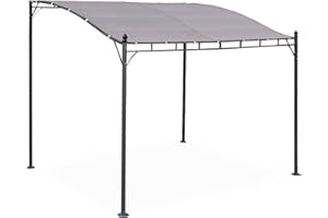 ALICE'S GARDEN Pergola 3 x 2,5 m - Brestum - Taupe Stoff - Wand-Pergola