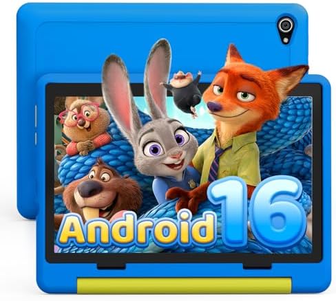 Laptok Android 16 Tablet Bambini 10 pollici, Tablet per Bambini 24 GB+64 GB, espandibile 1 TB, 6000 mAh, modalità ufficio, schermo diviso, 5 MP+8 MP, WiFi 6, BT 5.4, custodia resistente ai bambini