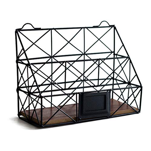 Preisvergleich Produktbild SMBYLL Zeitungsausstellungsstandbüroordner-... des Schmiedeeisendateirahmenes, schwarz Aufbewahrungsbox