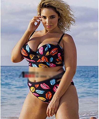 ZQ@QX Europe bikini-steel Cup swimsuits,Colorful lipstick,L