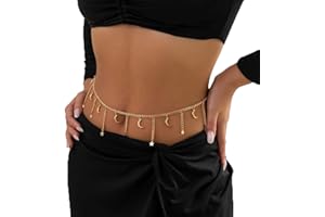 JUSTUSNX Stern Mond Anhänger Taille Kette Layered Bauch Kette Sexy Magen Kette Körper Schmuck Zubehör für Frauen und Mädchen (A)