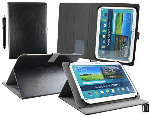 Emartbuy® Wortmann Terra Pad 1004 10.1 Zoll Tablet PC Universalbereich ( 10 - 11 Zoll ) Schwarz PU Leder Multi Angle Exekutiv Folio Mappen Kasten Abdeckung mit Kartensteckplätze + Eingabestift