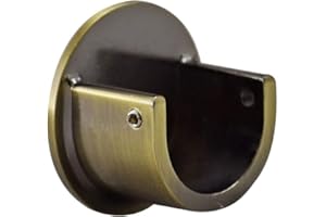 Your Home Online Metal 19mm & 28mm Curtain Pole Recess Wall Bracket Black Chrome Brass Copper (Antique Brass, 28mm Quantity 2)