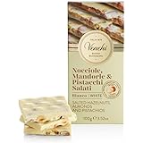 Venchi - Tavoletta di Cioccolato Bianco Salata, 100g - Cioccolato Bianco con Nocciole, Pistacchi e Mandorle Salati -Senza Glu