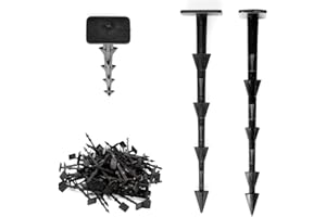 KB TOOLS Outdoor Garden Pegs for Membrane, Mesh, Fleece, and Edging, 50-Pack, Heavy-Duty Plastic Landscaping Stakes, Anti-Pull Gardening Anchors, Universal (Fabric Pegs 15cm, 50)