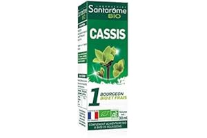 Santarome Bio - Gemmo Cassis | Complément Alimentaire Immunité et Vitalité | Antioxydant & Renforce les Défenses Immunitaires - Bourgeon Frais de Cassis Bio | Flacon 30 ml | Made In France | Végan