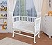 Produktbild WALDIN Baby Beistellbett mit Matratze und Nestchen,4te Seite abnehmbar, höhen-verstellbar, 16 Modelle wählbar, Buche Massiv-Holz weiß lackiert,blau