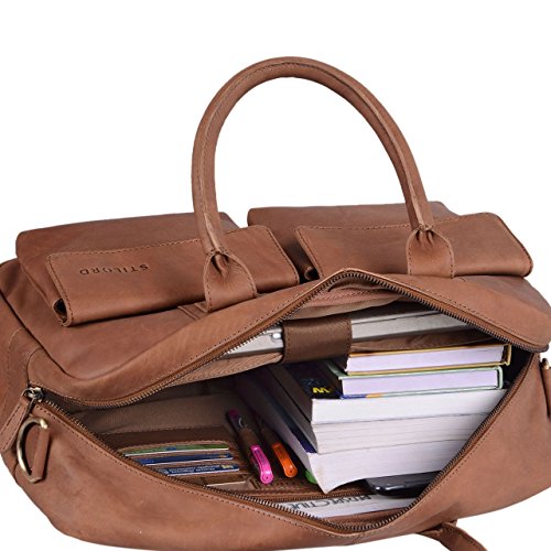 STILORD  Carlo  Gro  e Umh  ngetasche Leder Lehrertasche Aktentasche Schultertasche Reise Beruf Freizeit 15 6 Zoll Laptop College Bag Arbeit B  ro  Fa