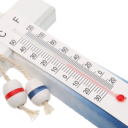 Gazechimp Nautischen Anker mit Thermometer Seestern Dekor , Schild , Haken Zum Aufhängen , Wanddeko Shabby Stil - 3