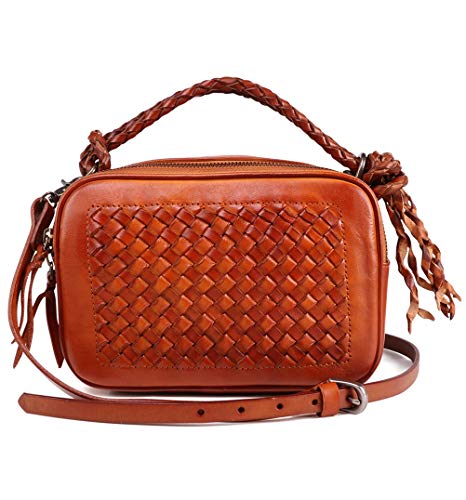 Preisvergleich Produktbild LXFA Damen Handtasche Leder,Mini Umhängetasche, Quaste Messenger Bag Handytasche