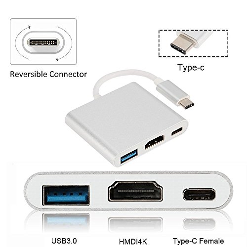 USB-C Hub with Power Delivery, GOXMGO Aluminum USB Type C Adapter Pass Through Charging Type C Hub with 40Gbs Thunderbolt 3, SD/TF Card Reader and 2 USB 3.0 for New 13