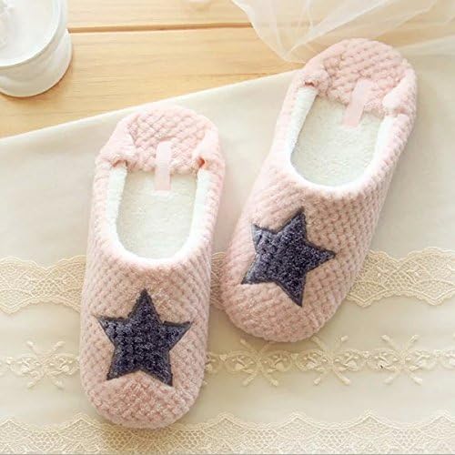 Maiden honey series ultra soft velvet stars love warm indoor household slippers pineapple texture paste colored indoor home ,36-37, pink shoes