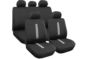 Lupex Shop Coprisedili universali in poliestere adattabili a tutte le auto con sedili standard - con 2 zip sui schienali posteriori - modello C - Grigio