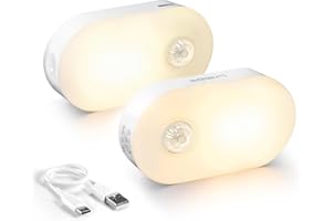 Lyridz Motion Sensor Night Light, Mini USB Rechargeable LED Night Light Kids, Stick on Anywhere Warm White Dimming Lighting for Corridor,Staircase,Bedroom,Children's Room,2 Pack