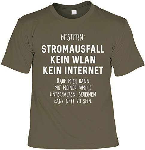 Lustiges Sprüche Shirt Geschenkartikel T-Shirt mit Urkunde Gestern: Stromausfall Kein WLAN Kein Internet Fun Artikel Partygeschenk Lustiges Sprüche Shirt Geschenkartikel T-Shirt mit Urkunde Gestern: Stromausfall Kein WLAN Kein Internet Fun Artikel Partygeschenk