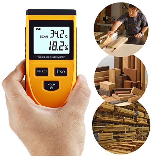Holzfeuchtemessgerät, RISEPRO® Digital Feuchtemessgerät Nicht invasiv Induktiv Holz Feuchtigkeitsmessgerät Wassergehalt GM630 - 4