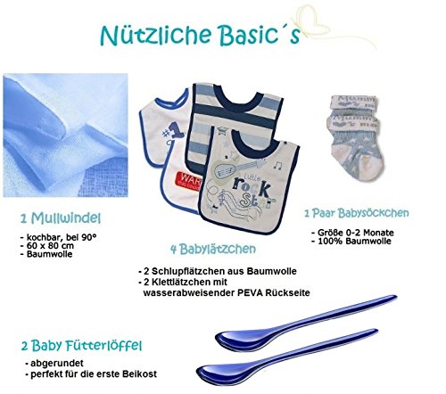 Windeltorte Motorrad blau ROCKSTAR – Windelmotorrad Geschenk zur Geburt, Taufe und Babyparty für Junge – Baby Geschenke bei dubistda - 3