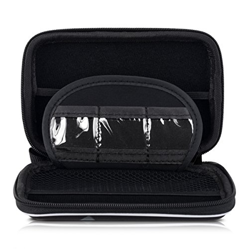 kwmobile Hardcase Tasche Hülle für externe Festplatten (2,5″) mit Blumen Spitz Umriss Design – Schutzhülle in Weiß Grau Schwarz - 4