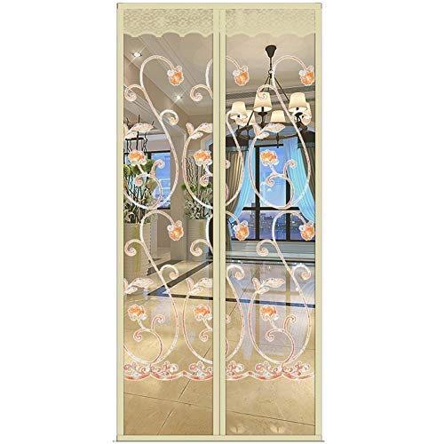 Preisvergleich Produktbild YSA Magnetische Fliegengitter-Türrose, Moskitonetz gestickter Fliegengitter-Vorhang Magic Tape Anti-Pest Hands Free-Beige 80x210cm / 31.5x82.6inch