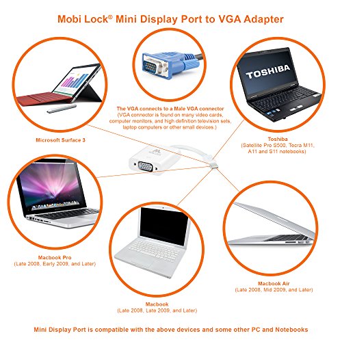 Mobi Lock – Adapter Mini DisplayPort auf VGA, Farbe Weiß - 6