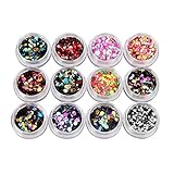 Coolster Acryl 3D Glitter Sequins Aufkleber Nail Decorator Nail Art Tip DIY Dekoration Set