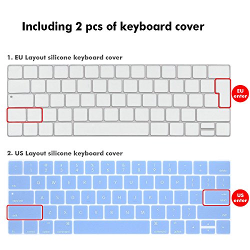 MacBook Pro 15 Hülle 2016 Touch Bar, iNeseon Ultra Slim Plastik Hartschale Tasche Cover snap on Schutzhülle Schale mit US Serenity Blue und EU Transparent Silikon Tastatur-Abdeckung Schutzhülle für Neueste Apple MacBook Pro 15 Zoll mit Touch Bar A1707, Serenity Blue - 4