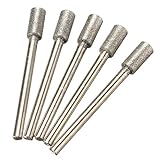 EsportsMJJ 5Pcs 3Mm Tige De Scie À Chaîne Affûteuse Burr 5Mm Tête Diamant Rotary Lime pour Dremel