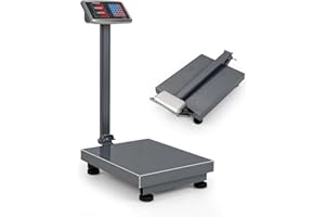 TANGZON Commercial Digital Postal Scale, 300KG/660LBS Load Accuracy Electronic Computing Platform Scales with LED Display, LB/KG, Tare & Price Calculator, Folding Industrial Floor Scale (Silver)