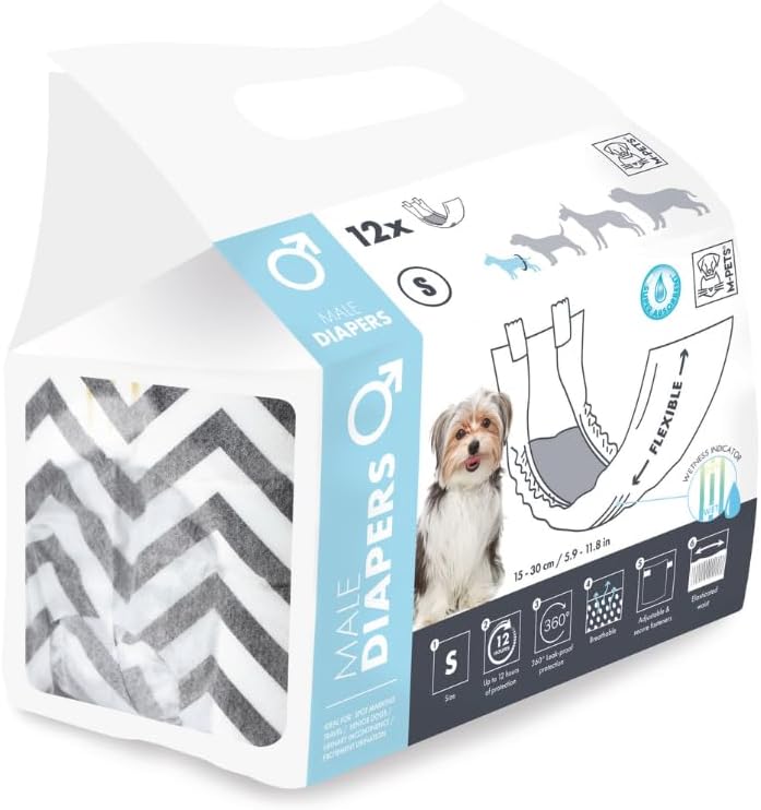 M-PETS DIAPERS ERKEK KÖPEKLER İÇİN KÜLOT (S) 12Lİ