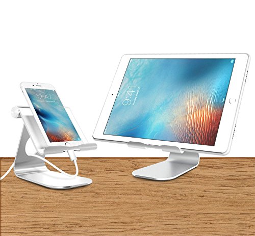 Verstellbare iPad Handy Halterung, Tonyhoney 270 ° Drehbares Phone Dock Smartphones Ständer,Tisch Halterung für Tablets, E-Reader und Smartphones wie iPhone 7 / iPad , Samsung, Huawei,Sony usw–Aluminium Halterung in Silber - 9