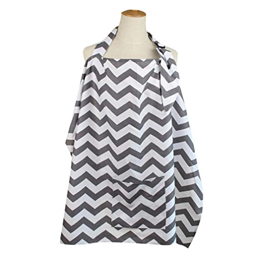 WYXlinkNursing Cover+Storage Bag - Breathable Cotton Breastfeeding Apron –Baby Feeding (Gray, free...