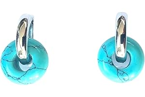 ASTER ALHELÍ - Pendientes Aros Mujer Chapados en Platino con Piedras Naturales - Pendientes Aros Plateados Mujer Piedras Semipreciosas - Perfectos para Regalo Original (Turquesa, Chapado en platino)