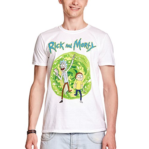 I-D-C CID Rick and Morty-Portal, Camiseta Para Hombre, Blanco, X-Large