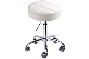 ‎LEADER ACCESSORIES Leader Accessories Drehhocker höhenverstellbar Rollhocker Funktionaler Arbeitshocker Studiohocker im modernen Design Weiß(Sitz Φ35cm)