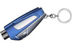ANBOO Car Window Breaker, Car Safety Hammer and Seat Belt Cutter, Portable Car Escape Tool Keyring, Emergency Glass Breaker and Seatbelt Cutter for Land and Underwater Life Saving, Blue