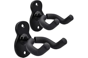 suzmei Guitar Hanger Guitar Wall Mount Holder Hook Stand, String Instruments Wall Hangers Stands Holders Hooks for Acoustic Electric Bass Classical Ukulele Guitars-Black(2PC)