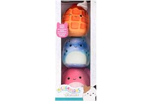 Micromallows SQMM0158-3-pack, supermjuka mini-quishmallows, 6,5 cm plyschfigurer (Auggie, Weaver, Zinx)